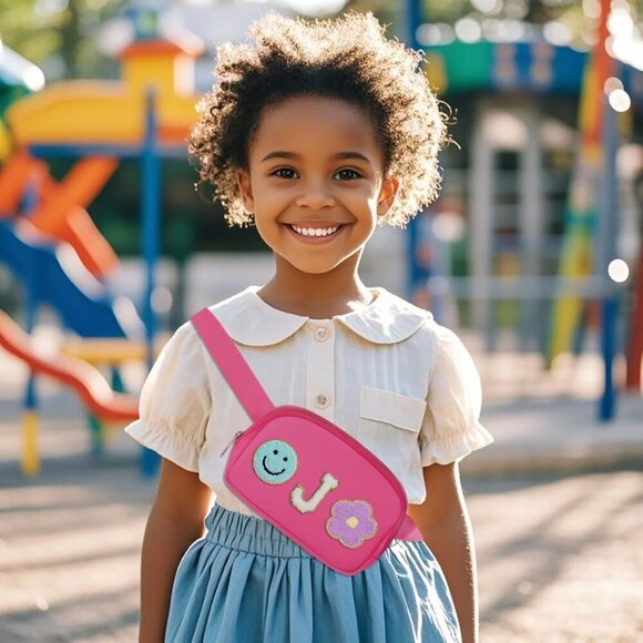 Personalized Pink Fanny Pack for Girls - Stylish Preppy Belt Bag (J Initial) - Picture 2 of 7